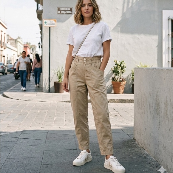 free people movement Pants - Free people Movement by Free People Beige Elastic Waist Pants